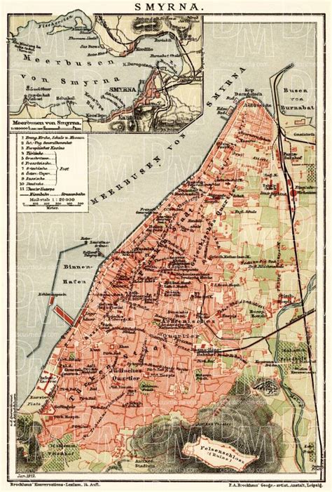 Old map of Smyrna (Izmir) and vicinity in 1912. Buy vintage map replica ...