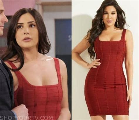 Days Of Our Lives: June 2023 Gabi's Red/Pink Bandage Tank Dress | Shop ...