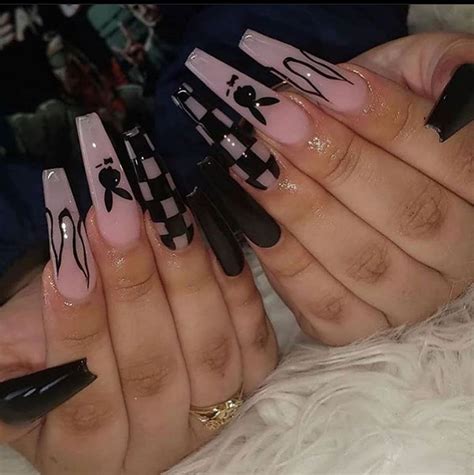 Baddie Long Coffin Nails Black