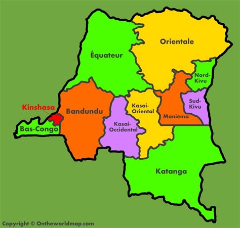 Administrative map of Democratic Republic of the Congo - Ontheworldmap.com