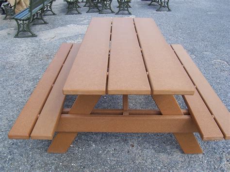 #4573A Recycled Plastic Picnic Table with Attached Seating | American ...