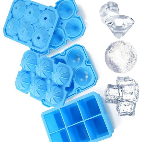 Ice Cube Trays, 3 Pack Silicone Large Round Ice Cube Tray Square ...