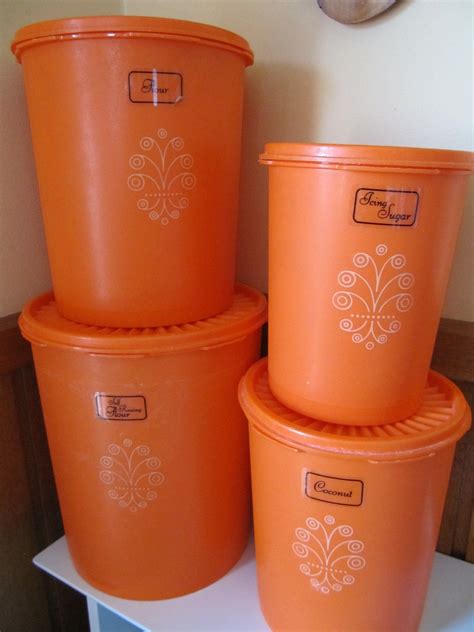 Vintage 1970s Orange Tupperware Canister Set Four Food | Etsy Australia ...