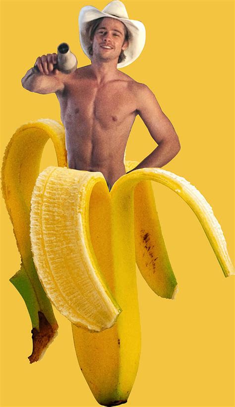 Brad Pitt Wearing Cowboy Hat in a Banana Poster Painting by Moore Bruce ...