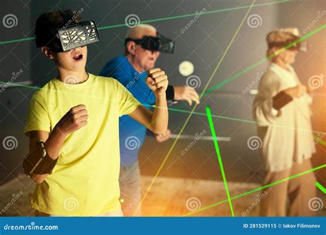 Boy Playing VR Games with His Family Stock Image - Image of person ...