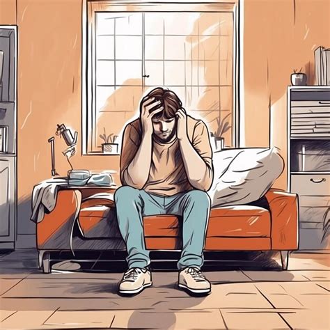 Premium Photo | Mental Health Illustration Man Sitting In Gloomy Room ...