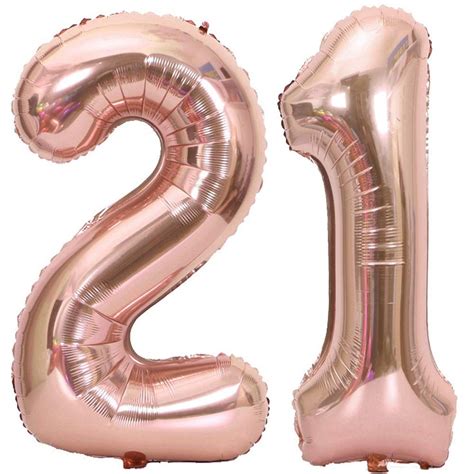 Tellpet Rose Gold Number 21 Balloon, or Number 12 Balloons, 40 Inch ...