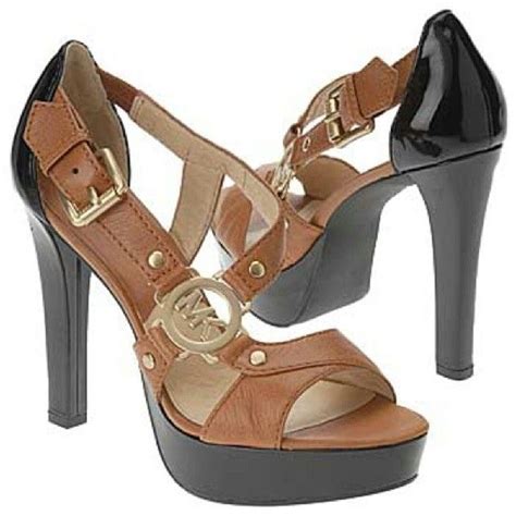 Michael-Kors-mk-shoes-womens-high-heels-sandals-strappy-brown-black ...