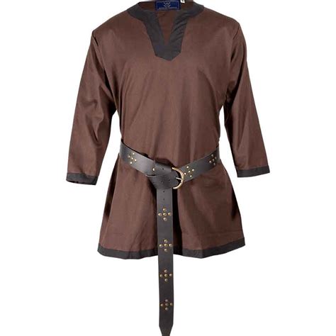 Basic Medieval Tunic - Brown with Black - HW-701393BR - Medieval ...