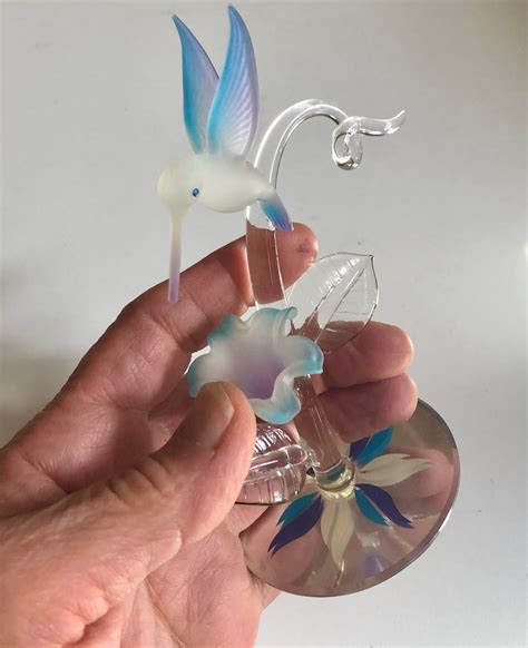 1998 Glass Baron Hummingbird Figurine Purple Blue Blown Glass - Etsy