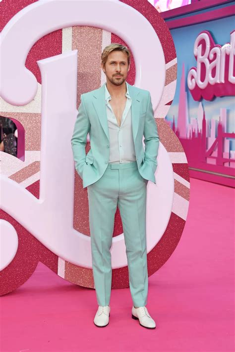 Ryan Gosling wore mint green suit @ Barbie London Premiere