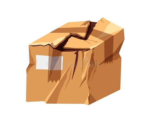 Damaged Torn Box. Rumpled Spoiled Delivery Parcel, Cardboard Package ...