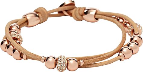 Amazon.com: Fossil Women's Leather Bracelet, Color: Rose Gold/Tan ...