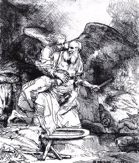 The Sacrifice of Isaac by Rembrandt Date: 1655 | Rembrandt drawings ...