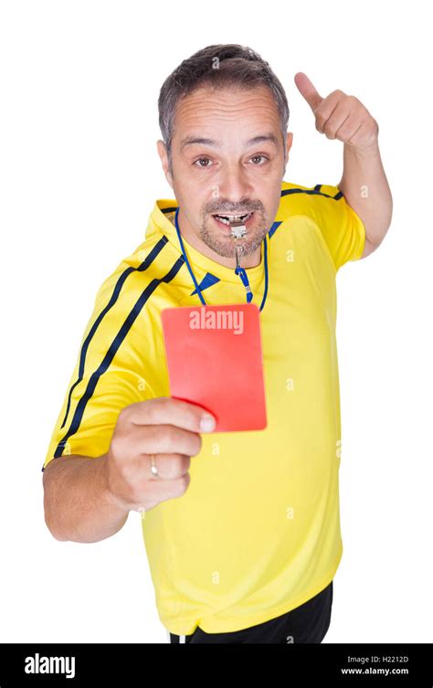 Soccer Referee Showing Red Card Stock Photo - Alamy