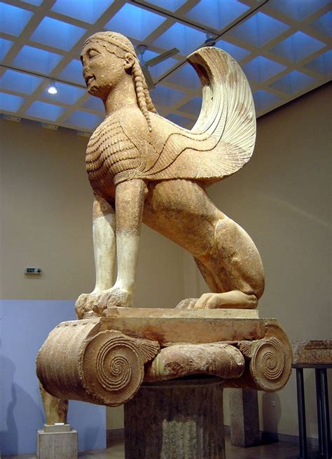 The Naxian sphinx stood on a tall Ionic column below the Apollo Temple ...