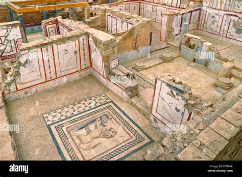 Inside the covered 'Terraced Houses' archaeological site at the ancient ...