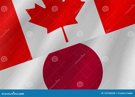 The Two Country Flags of Canada and Japan. Stock Illustration ...