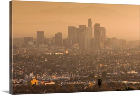 California, Los Angeles, downtown view from Baldwin Hills, sunrise Wall ...