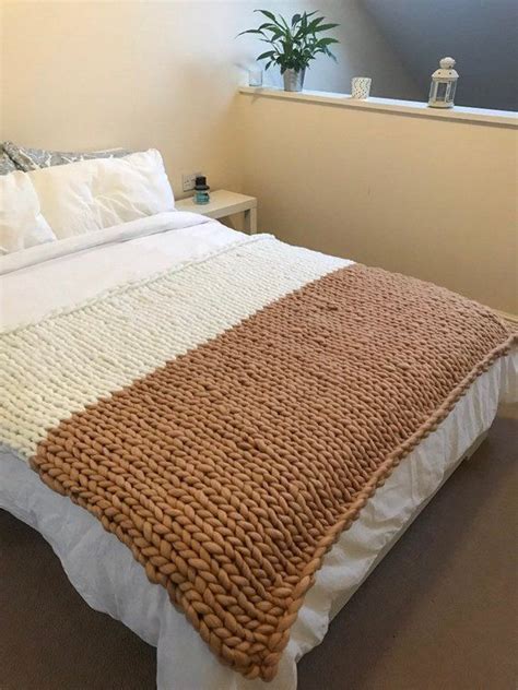 Blanket/Throw Chunky Wool Arm Knitted Ultra Soft Cosy | Etsy Bed Settee ...