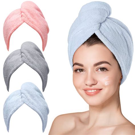 Buy Microfiber Hair Towel, 3 Packs Hair Turbans for Wet Hair, Drying ...