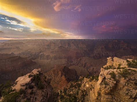 USA, Arizona, Grand Canyon at sunset stock photo