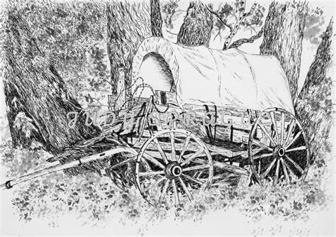 Covered Wagon Sketch at PaintingValley.com | Explore collection of ...