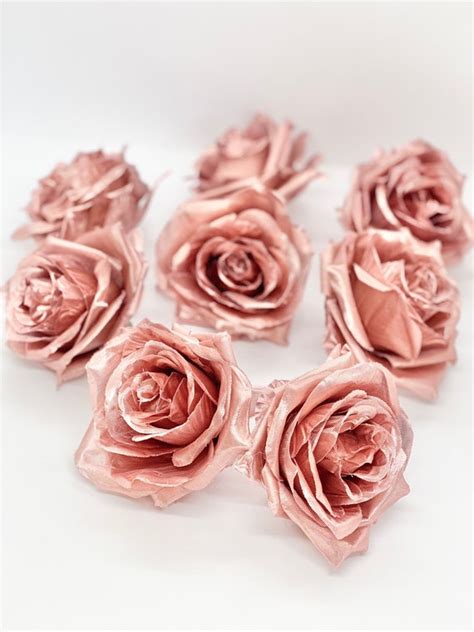 3 Metallic Rose Gold Rose Gold Flower Metallic Flower - Etsy