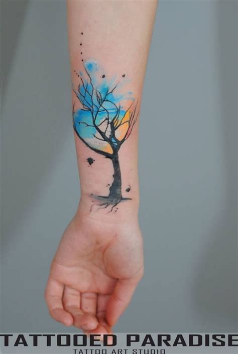 Watercolor tattoo tree, Tree tattoo designs, Tree tattoo