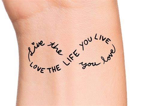 Infinity Love Life Temporary Tattoo / Infinity Tattoo | Etsy