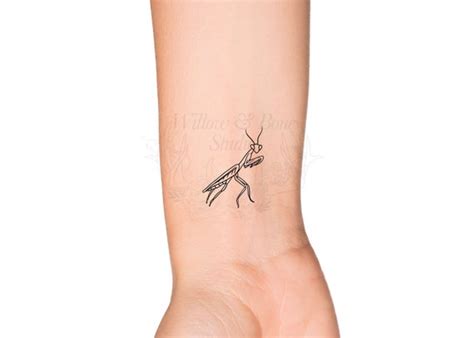 Praying Mantis Outline Insect Temporary Tattoo Single Line - Etsy