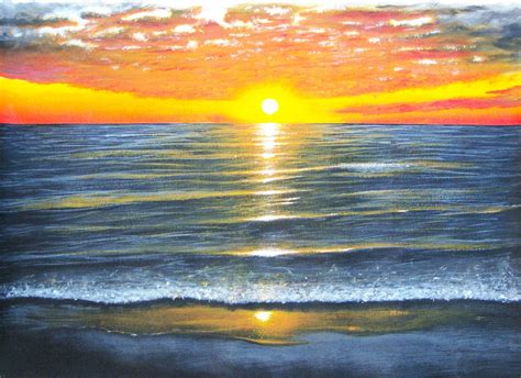 Sunset Beach - Acrylic on canvas : painting