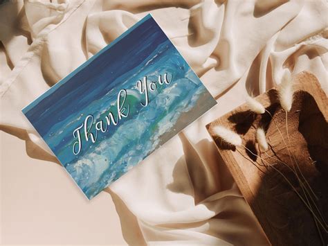 Ocean Waves Thank You Card Template Business Thank You Card - Etsy