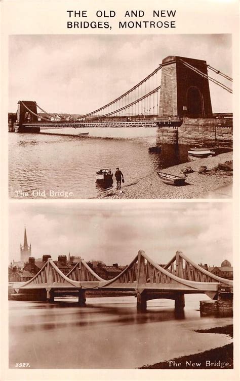 The bridges of Montrose, Scotland. The "Old Bridge" was built in 1828 ...