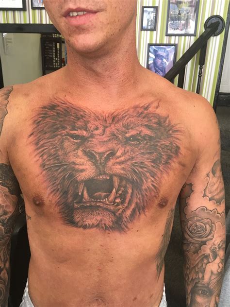 Lion Tattoo Chest Piece