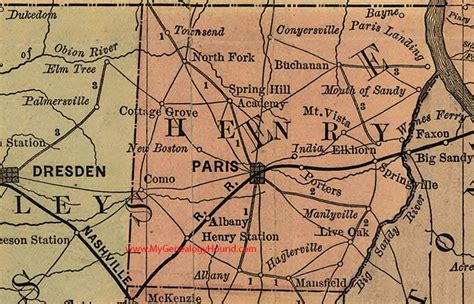 Henry County, Tennessee 1888 Map | Tennessee map, County map, Henry county