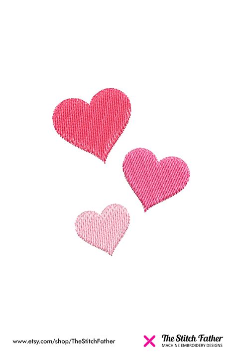 Mini Hearts Machine Embroidery Design Composition of Three - Etsy