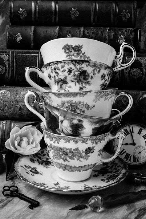 Tea Cups In Black And White Photograph by Garry Gay - Fine Art America