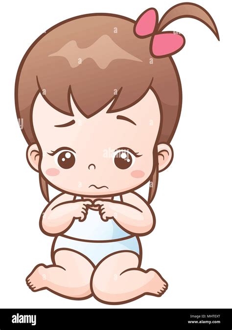 Vector Illustration of Cartoon Baby girl sad Stock Vector Image & Art ...