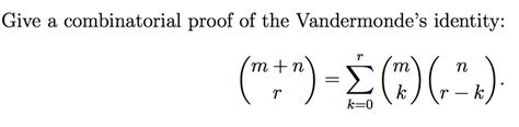 probability theory - Give a combinatorial proof of the Vandermonde’s ...