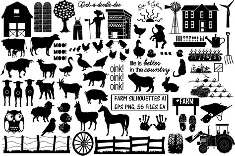 Farm & Animal Silhouettes AI EPS PNG | Animal Illustrations ~ Creative ...