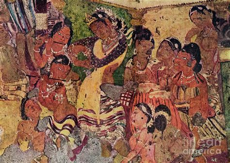 Wall Painting From The Caves Of Ajanta Drawing by Print Collector - Pixels