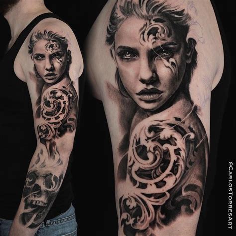 Carlos Torres | Black ink tattoos, Portrait tattoo, Cool tattoos