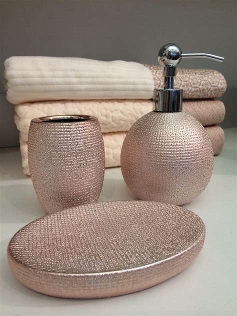 rose gold bathroom set