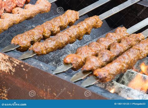 Cooking Traditional Oriental Shish Kebab Stock Image - Image of ...