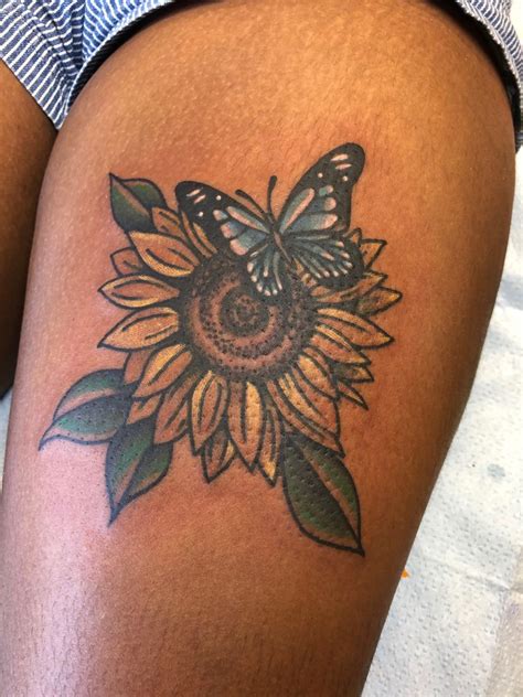 SUNFLOWER BUTTERFLY TATTOO | Butterfly tattoo, Sunflower tattoo ...