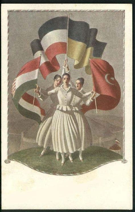 Flags of Central Powers from old ww1 era propaganda poster ...