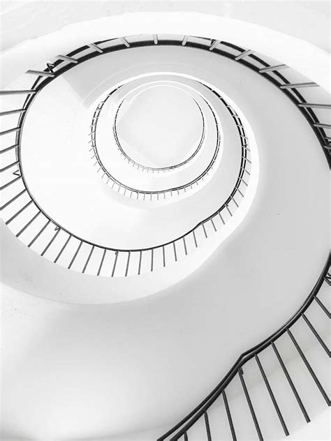 Black-and-white Spiral Stairs Spiral Image Free Photo