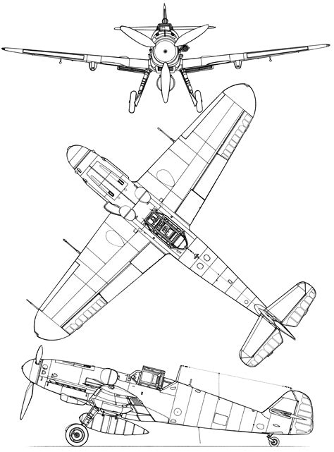 Messerschmitt Bf 109G blueprint | Messerschmitt, Messerschmitt bf 109 ...