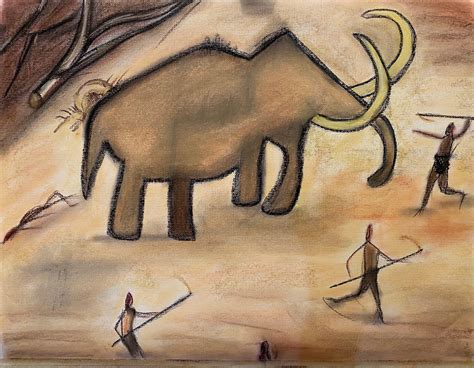 Stone Age Cave Art Woolly Mammoth Pastel Painting. - Etsy UK